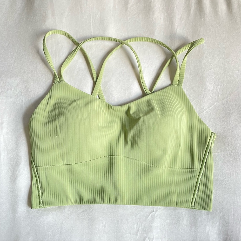 Lululemon like a cloud Lime Green Strappy Crop sports Top
